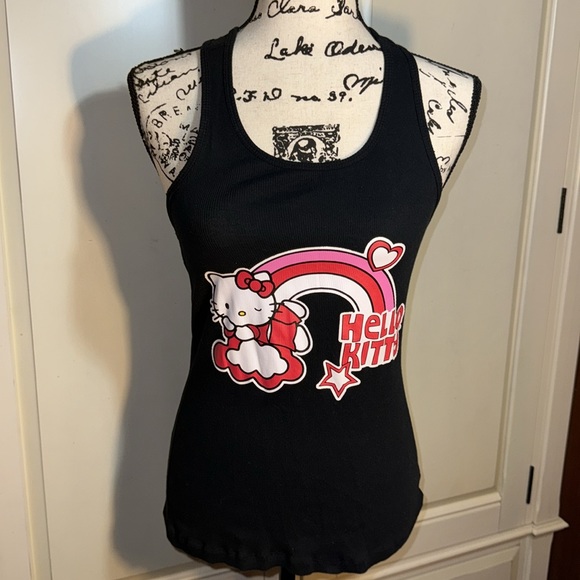 Hello Kitty Sanrio Retro Black Tank Top Juniors size Large slim fit - Picture 2 of 11